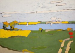 Raps an der Förde, Linolschnitt, 2008, 30,3 &times; 42 cm