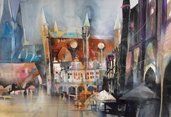 Rathausplatz - Lübeck, Aquarell, 2009, 52 &times; 76 cm