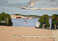 Schlei bei Lindaunis, Linolschnitt, 2006, 30 &times; 42 cm