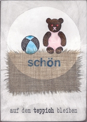 schön auf dem teppich bleiben, Acryl/Collagen auf MDF, 2016, 29 &times; 20,5 cm