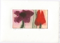 Echinacea/Tulpe, Farbradierung, 2006, 5 &times; 9,4 cm