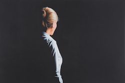 o.T (farb. Silhouette li.), Acryl auf Leinwand, 2016, 80 × 120 cm