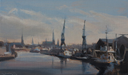 Hafen, Lübeck, Acryl auf Leinwand, 2017, 60 × 80 cm