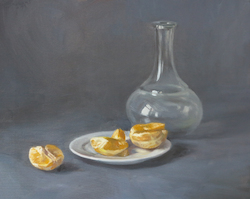 Stillleben Orange und Grau, Öl auf Leinwand, 2019, 40 × 50 cm