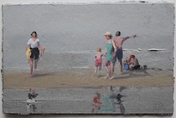 Am Strand, Öl auf Karton, 2016, 18 × 28 cm