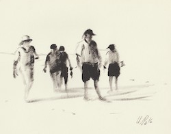 Am Strand, Öl auf Papier, 2016, 15 × 19 cm