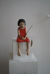 Anglerin, Bronze, 2017, H: 40 cm