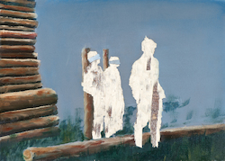 Die Rückeroberung des Paradieses III., Öl auf Schichtholz, 2014, 30 × 42 cm