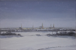 Blick auf Lübeck/Winternacht, Öl auf Leinwand, 40 × 60 cm