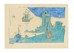 The Watch Tower, Aquarell und Tusche auf Papier, 1947, 20 &times; 28,3 cm