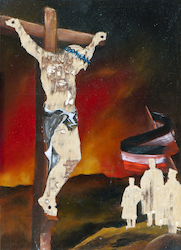 Gott mit uns (Triptychon), Öl auf Schichtholz, 2014, 42 x 90 cm, 42 x 30 cm, 42 x 60 cm