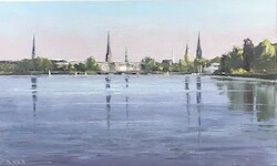 Hamburg, Öl auf Leinwand, 2020, 30 × 50 cm