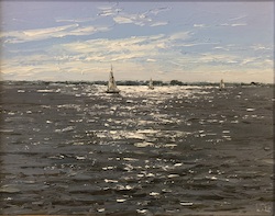 Ostsee im Gegenlicht, Öl auf Leinwand, 24 × 30 cm