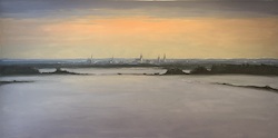 Nebel vor Lübeck, Öl auf Leinwand, 60 × 120 cm