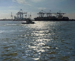 Lichtspiegelungen auf der Elbe