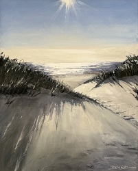 Strandzugang im Gegenlicht, Öl auf Leinwand, 2026, 50 &times; 40 cm