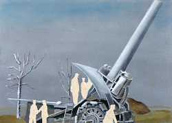 Irgendwo ist immer Krieg II./14, Öl auf Schichtholz, 2014, 30 × 42 cm