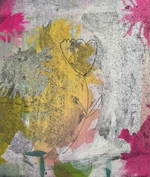 Kleine Blume 5, Sprühdosen und Malerei, Ätzung, 2020, 29,5 × 23 cm
