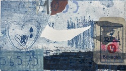 Kleine Herzen 4, Sprühdosen, Malerei, Ätzradierung und Kaltnadel, 2022, 16,5 × 29,5 cm