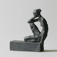 Klotz und Figur II., Bronze, 2012, H: 6,5 cm