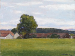 Landschaft bei Habach, Öl auf Leinwand, 2022, 30 × 40 cm