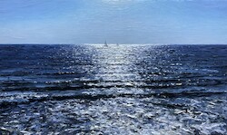 Lichtreflexe über dem Meer, Öl auf Leinwand, 2020, 50 × 100 cm