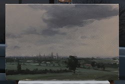 Lübeck von Klein Parin aus, Öl auf Leinwand, 2016, 40 × 60 cm