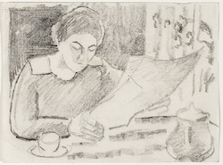 Morgenfrühstück, Bleistift auf Papier, 1911, 8 × 11 cm