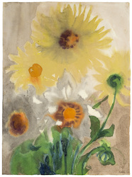 Gelbe Dahlien, Aquarell auf Japanpapier, um 1930/35, 47,3 × 34,9 cm