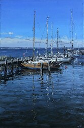 Segelboote auf Poel, Öl auf Leinwand, 2020, 60 × 40 cm