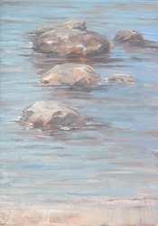 Steine im Wasser, Öl auf Leinwand, 2009, 70 × 50 cm