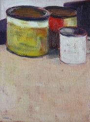 Stillleben mit Farbdosen und Becher, Öl auf Leinwand, 2016, 40 × 30 cm