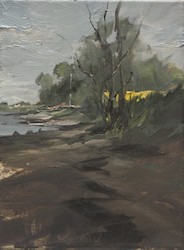 Strand bei Ohrfeldhaff, Öl auf Leinwand, 2014, 24 × 18 cm
