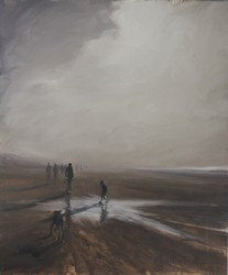 Strandspaziergang, diesig, Öl auf Leinwand, 2014, 60 × 50 cm