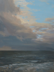 Stürmischer Abendhimmel über der Ostsee, Acryl auf Karton, 2016, 40 × 30 cm