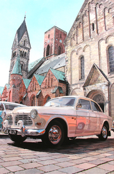Volvo Amazon Domkirke Ribe, Öl auf Pappe auf Holz, 2026, 100 &times; 65 cm