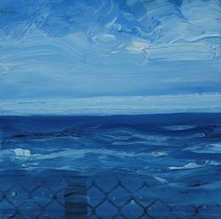 Am Meer Lampedusa 07, Öl, Fotografie, Alu-Dibond, 2015, 20 × 20 cm