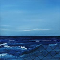 Am Meer Lampedusa 08, Öl, Fotografie, Alu-Dibond, 2015, 20 × 20 cm