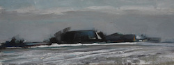 Anna-Sophien-Hof im Winter, Öl auf Leinwand, 2012, 14 × 35 cm