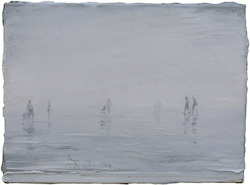 Figuren im Nebel, Öl auf Leinwand, 2014, 30 × 40 cm