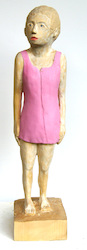 Frau mit rosa Kleid, Linde, 2014, H: 50 cm
