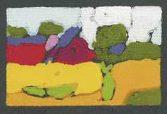 Raps bei Hasselberg, Linolschnitt, 2009, 8,4 × 13 cm