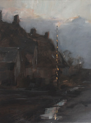 In der Dämmerung am Westerweg, Öl auf Leinwand, 2012, 37 × 28 cm