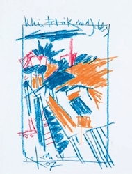 Kleine Fabrik, Farbkreidzeichnung auf Papier, 2007, 35 × 23 cm