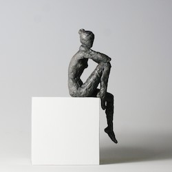 An der Wasserkante IV., Bronze/Holz, 2013, H: 22 cm