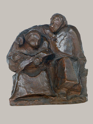 Die lesenden Mönche I (Unterweisung), Bronze, 1921, 16 × 14 × 8,8 cm