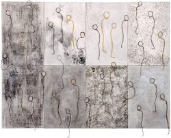 Nachbarschaften, Acryl, Mischtechnik, versch. Materialienauf Leinwand, 2011, 120 × 160 cm