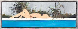 o.T. (Swimmingpool), Öl auf Schichtholz, 2013, 30 × 87,5 cm