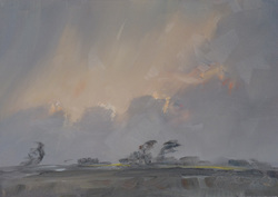 Regenschleier/Studie, Öl auf Leinwand, 2012, 25 × 35,5 cm