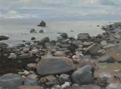 Steinstrand, Öl auf Hartfaser, 2012, 28 × 38 cm